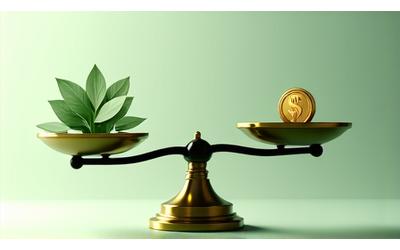 A balanced scale with health symbols on one side and a dollar sign on the other, representing value.