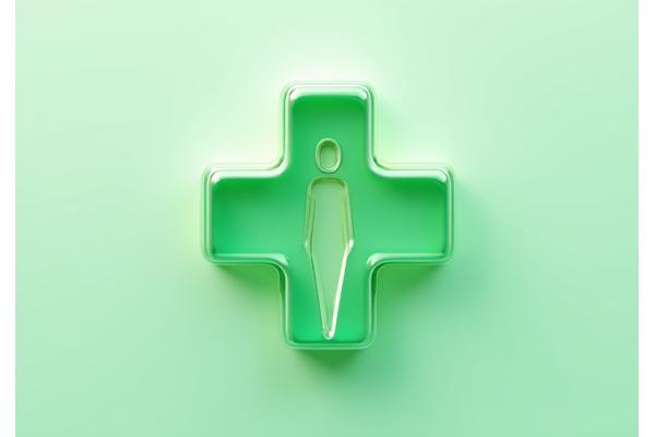 Stylized medical cross icon overlaid with a subtle human silhouette, symbolizing health and non-medical advice.