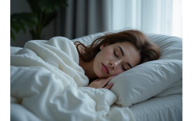 Person sleeping peacefully in a comfortable bed