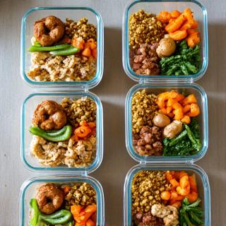Portioned meal prep containers for a week